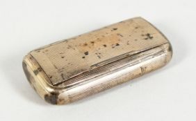 A GEORGE III SILVER RIBBED SNUFF BOX, 3 inches long, London, 1805.