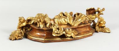 A CARVED GILDED FRAME WITH ACANTHUS CARVING. 20 in. x 10 in.