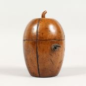 A POLISHED MELON SHAPED TEA CADDY 6 ins high