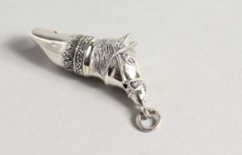 A SILVER HORSE'S HEAD WHISTLE