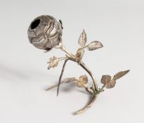 A CONTINENTAL SILVER ROSE VASE, 5 inches high.