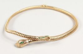 A GOOD 9 CT SNAKE NECKLACE set with rubies