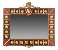 A MIRROR IN THE LOUIS XVI STYLE, INSET WITH PORCELAIN PANELS AND GILT DECORATION. 3 ft. 6 in.