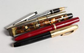 A SHEAFFER 14CT NIB FOUNTAIN PEN and three other pens
