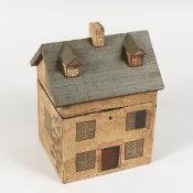 A SMALL PAINTED HOUSE REPRO TEA CADDY 6 ins long