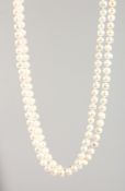 A LONG STRING OF WHITE PEARLS 48 ins long