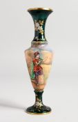 A GOOD ENAMEL MINIATURE VASE, a figure in a garden, 6.25 inches high.