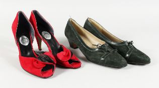 TWO PAIRS OF DESIGNER SHOES - Salvatore Ferragamo and another make.