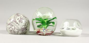 THREE VARIOUS PAPERWEIGHTS.
