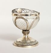 A GOOD DUTCH SILVER AND CUT GLASS SUGAR BASIN