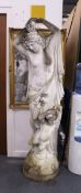 A GOOD ITALIAN CARVED WHITE MARBLE CLASSICAL FEMALE FIGURE, a drape over her semi naked body,