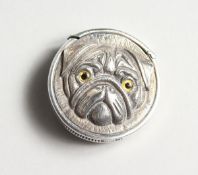 A SILVER PUG AND FRENCH BULLDOG VESTA CASE