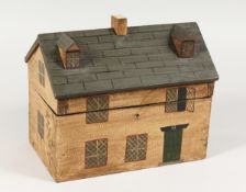 A LARGE PAINTED HOUSE REPRO TEA CADDY 10 ins long.