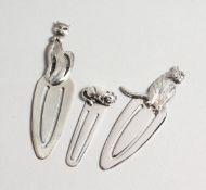 THREE SILVER BOOK MARKERS