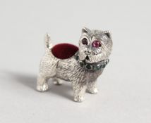 A SILVER SCOTTISH TERRIER DOG PIN CUSHION