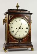 A REGENCY ROSEWOOD BRACKET CLOCK by JOHN PYKE, LONDON, white circular dial, eight-day movement,