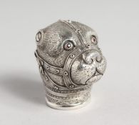 A HEAVY SOLID SILVER VICTORIAN STILL DOG VESTA