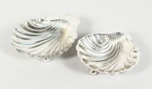 TWO SHELL SHAPED BUTTER DISHES Sheffield 1898 & Birmingham 1910