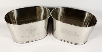A MEDIUM PAIR OF LILY BOLLINGER WINE COOLERS 16 ins long 9.5 high