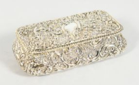 A V ICTORIAN SILVER RECTANGULAR BOX repousse with flowers and scrolls SHEFFIELD 1900, maker Walker &