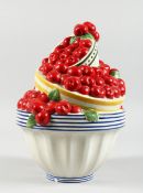 LIFE IS JUST A BOWL OF CHERRIES, VASE AND COVER, 12 ins. high.