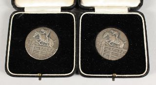 BRITISH SHOW JUMPING ASSOCIATION TWO SILVER MEDALS won by Mr H.M. Llewellyn, 1939.