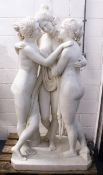 AFTER ANTONIO CANOVA ( 1757 - 1822) A SUPERB ITALIAN CARVED WHITE MARBLE GROUP OF THE THREE GRACES