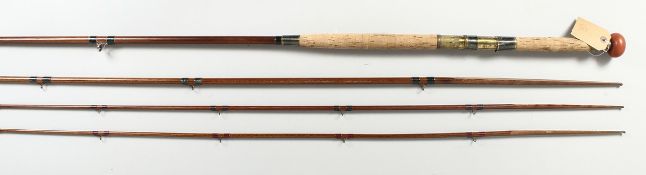 C. PLAYER & CO., A THREE PIECE SALMPN ROD with original cloth case.