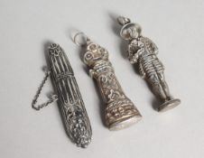 THREE SILVER NOVELTY NEEDLE CASES