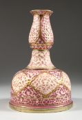A ZSOLNAY MALLET SHAPED VASE, impressed Zsolnay no. 2847 and printed mark, 8 inches high.