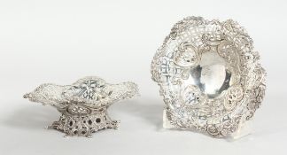 A PAIR OF VICTORIAN SILVER PIERCED BON BON DISHES London 1894
