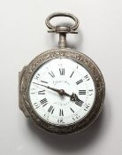 A SUERB LARGE 18TH CENTURY FRENCH SILVER COACHING POCKET WATCH by PlANCHON, PARIS No. 1544. 5ins