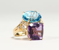 A GOOD GOLD TWO COLOUR RING