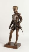 AFTER BARON BOSIO. A FINE BRONZE OF A FRENCH MAN carrying a sword. 19ins high.