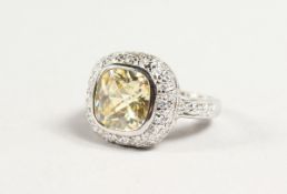A SILVER AND CITRINE RING