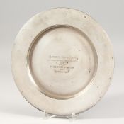 A CARTIER STERLING CIRCULAR SALVER, NATIONAL HORSE SHOW, INTERNATIONAL IN 1950 won by Lt. Col. H.