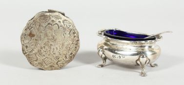 A SILVER SALT and a pin box (2).