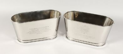 A TINY PAIR OF LILY BOLLINGER WINE COOLERS 11.5 ins wide, 5.5 ins high