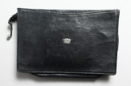 A LEATHER DESIGNER CLUTCH BAG 10 ins long