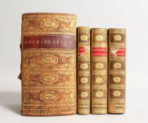DICTIONARIES: Three small books in a box, ENGLISH DICTIONARY, Fifth Edition MDCCXCVII,