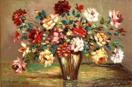 C. Alonso (20th century) A still life of mixed flowers in a vase, oil on canvas, signed, 22.5