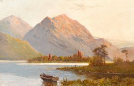 F. E. Jamieson (1895-1950) British, A view of Kilchurn Castle, Argyllshire at dusk, oil on canvas,
