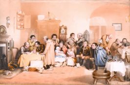 G. Brown, Circa 1824. An interior scene after David Wilkie, 'The Rent Day', watercolour and Gouache,
