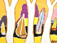 Circle of Malcolm De Chazal (1902-1981) French, A pair of colourful scenes featuring sailboats,