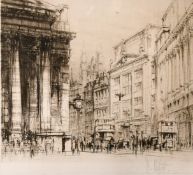 William Walcot (1874-1943) British, Cornhill and the Royal Exchange, London, etching with drypoint