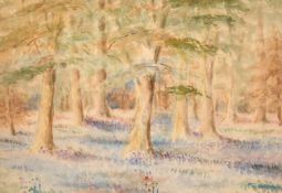 20th century school, a woodland scene with wildflowers, watercolour, indistinctly signed, 9