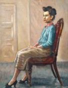 R. Horland, 20th century, A Portrait of a seated lady, oil on canvas, 20