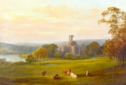 Circle of Thomas Baker of Leamington (1809-1869) British, A landscape with cows resting in a field