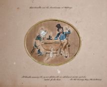 19th century, 'Dick Livireller and the Marchioness at Cribbage', An oval card playing scene, print