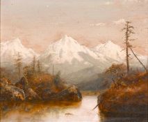 W. S. Parrott (1843-1915) American, 'The Three Sisters', A view of snow-capped mountains, oil on